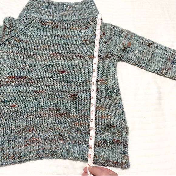 Anthropologie Moth Alpaca/Wool Blend Cowl Neck Knit Sweater Blue/Green Small - Picture 13 of 13